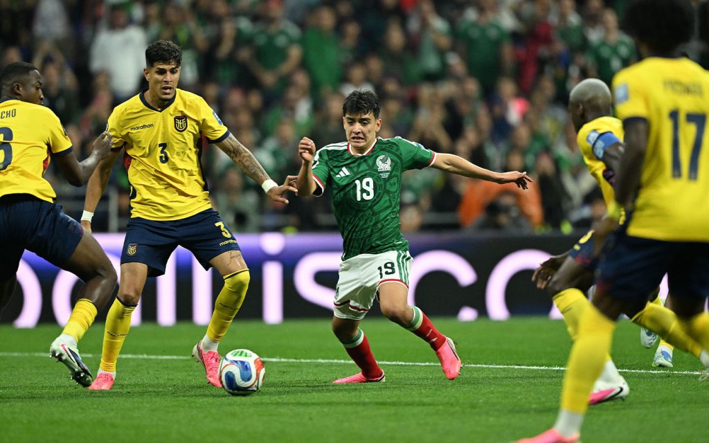 Mexico's 17-year-old midfielder Gilberto Mora in action during the World Cup Round of 32 victory over Ecuador