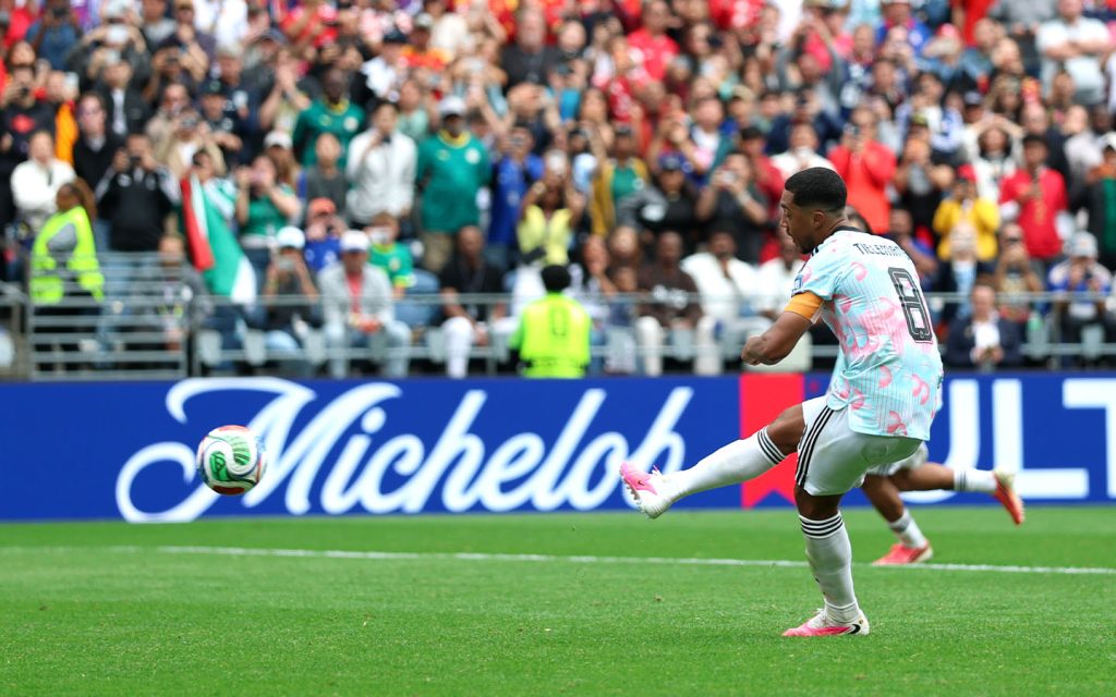 Youri Tielemans converts Belgium's winning penalty in the 117th minute against Senegal at Seattle Stadium, the latest goal ever scored in World Cup history