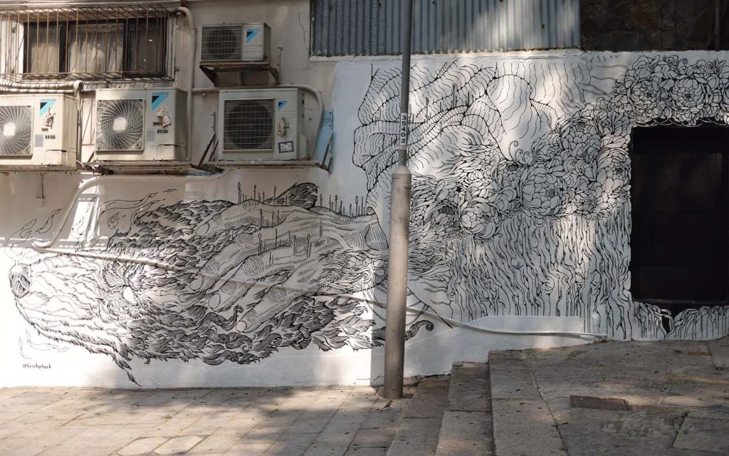 A mural Ho painted for HKwalls, Hong Kong's annual street art festival